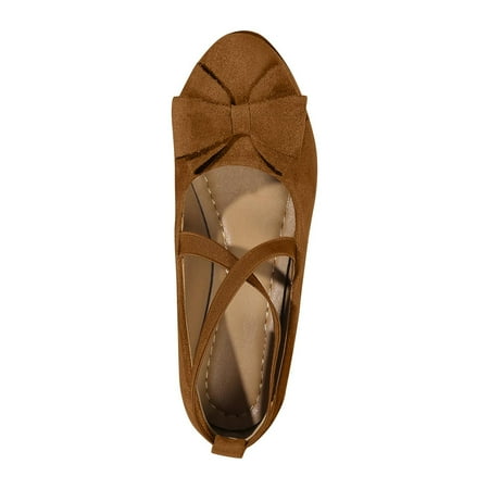 hopeusnice Clearance Women s Ballerina Flats Bowknot Elastic Ankle Strap Flat Shoes Slip On Ballerina Shoes for Wedding Party Dressy Flats Brown 43