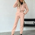 thumbnail image 2 of Busydd Two Piece Sets for Women Solid Color Track Suits Long Sleeve Zip Up Hoodies and Sweatpants with Pockets Sweatsuits Sets Casual Fall Vacation Travel Outfits for Women, 2 of 9