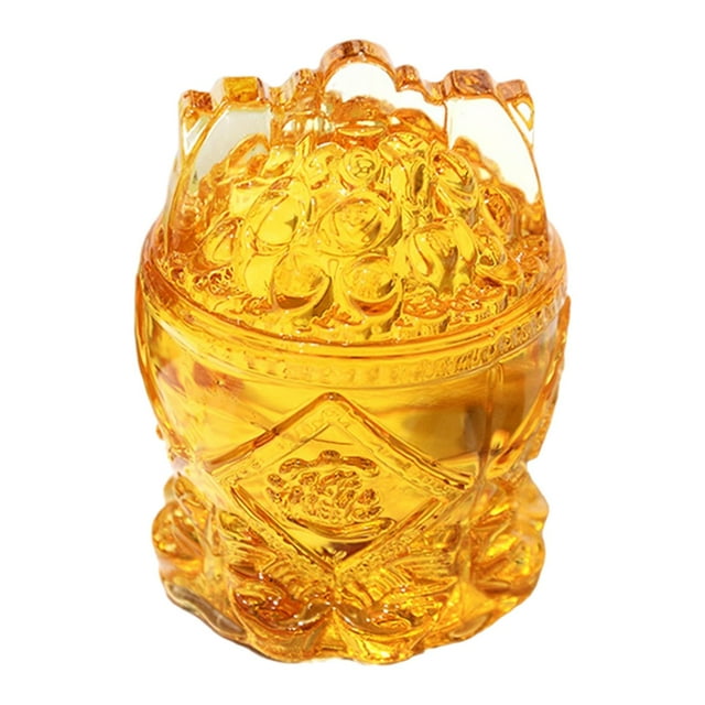 GUOOL Chinese Cornucopia Treasure Bowl Statue Gold Ingots Figurine for Gift Decoration
