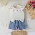 thumbnail image 2 of TOWED22 Baby Toddler Girl Summer Clothing Sets 2 Piece Outfit Sleeveless Tank Top and Casual Shorts Outfits Clothes(White,18-24 M), 2 of 4