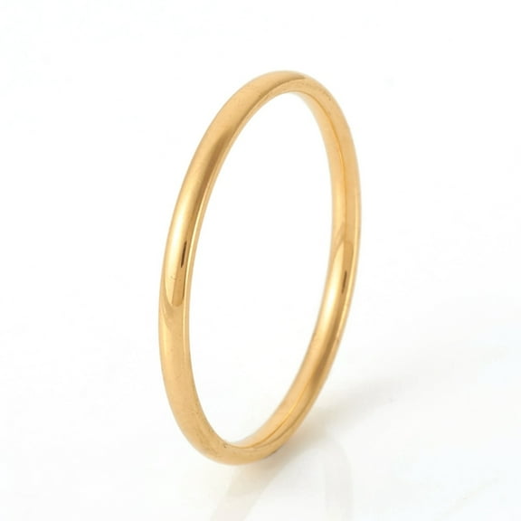 201 Stainless Steel Plain Band Rings Real 18K golden Plated Size 8 Inner Diameter: 18mm