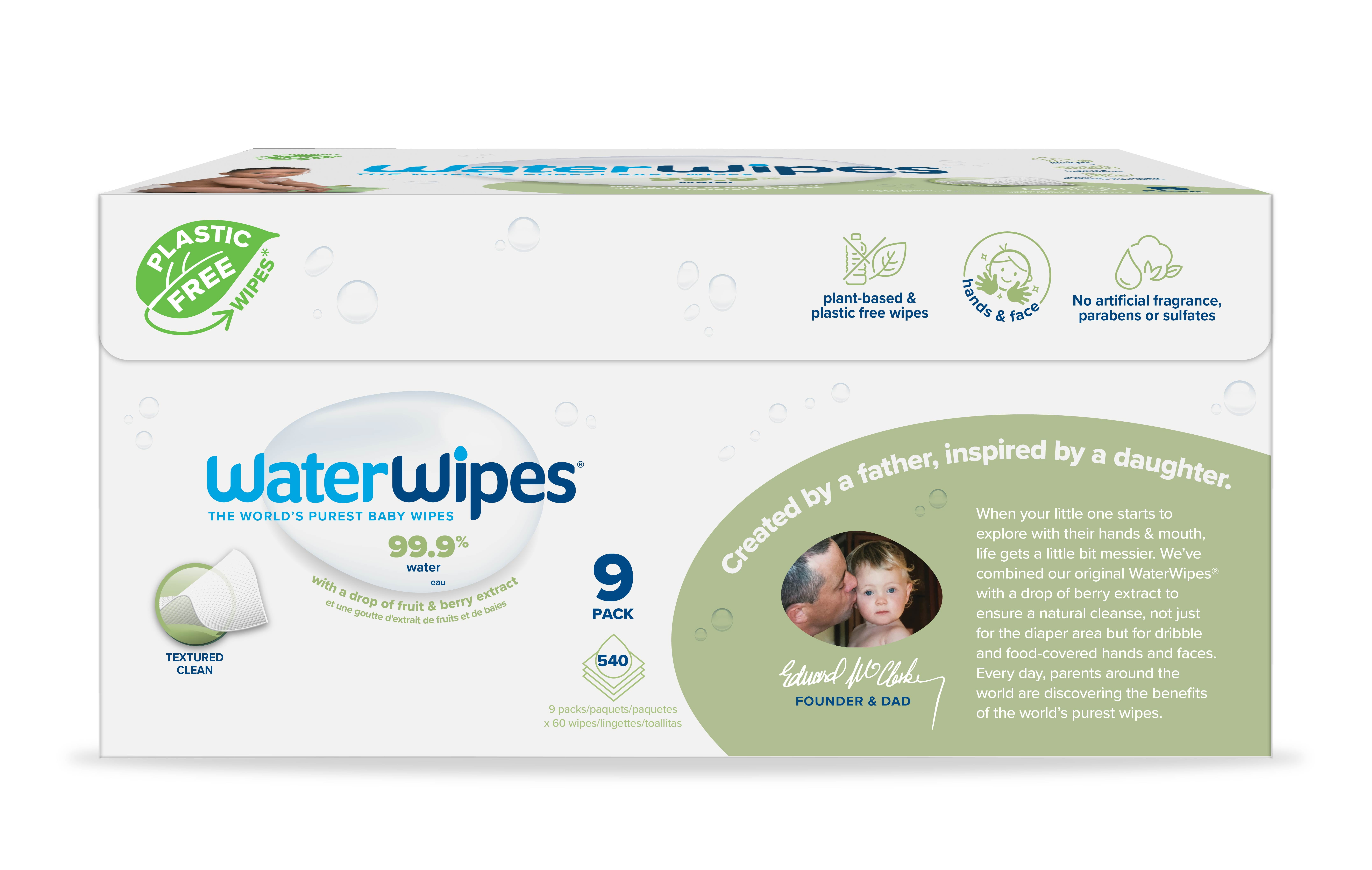 WATERWIPES LINGETTES BEBE LOT DE 5 PAQUETS DE 60