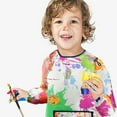 thumbnail image 3 of TELOLY Graffiti Round Neck Kids Apron with6 Brushes, Waterproof Long Sleeve ArtSmock, 3 of 5