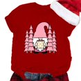 thumbnail image 4 of Christmas Shirts for Women, Red Christmas Gifts, Women's Gnome Print Round Neck Short Sleeve T Shirt Top, 4 of 5
