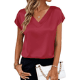 thumbnail image 3 of UVN Women Tops Summer Cap Short Sleeve Blouses Ladies V Neck Silk Satin Business Casual Shirts, 3 of 9
