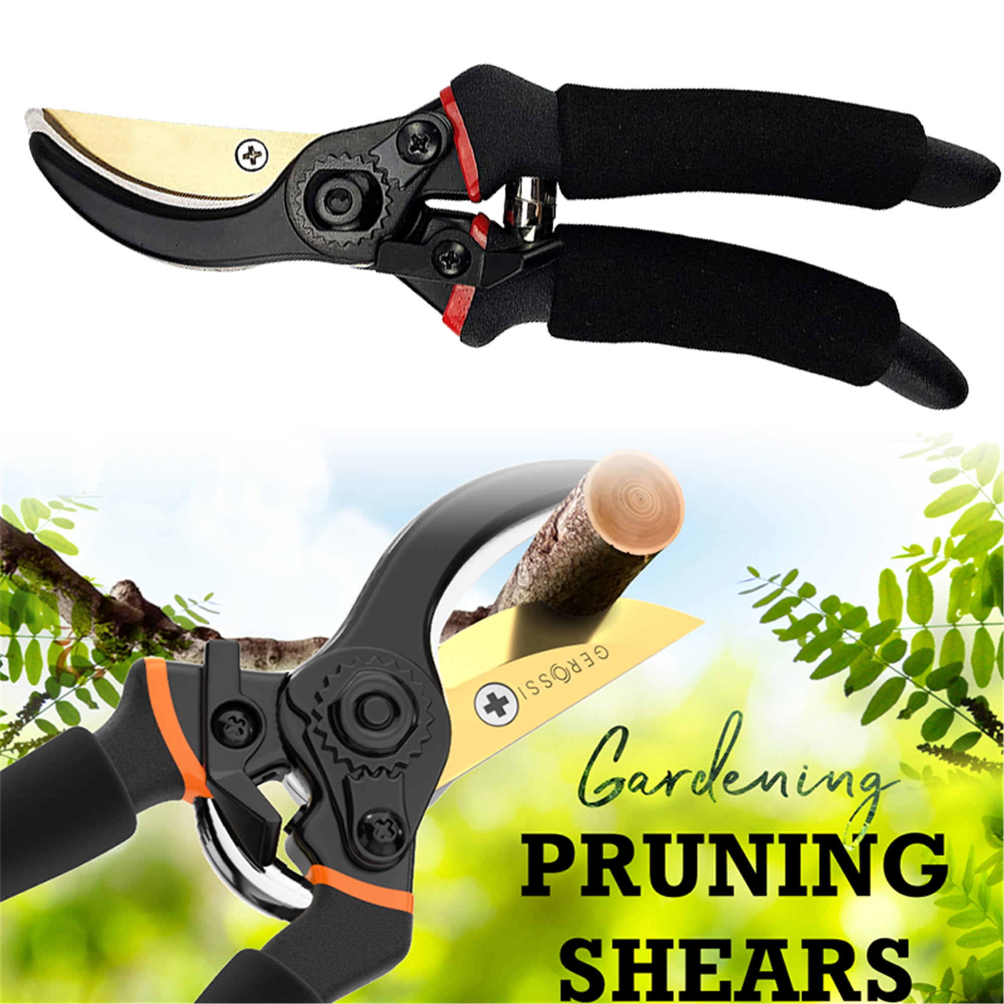 Elbourn Gardening Tools Steel Pruning Shears, Heavy Duty Garden Clippers  Scissors Tree Trimmer Hand Pruners - 2 Pack 