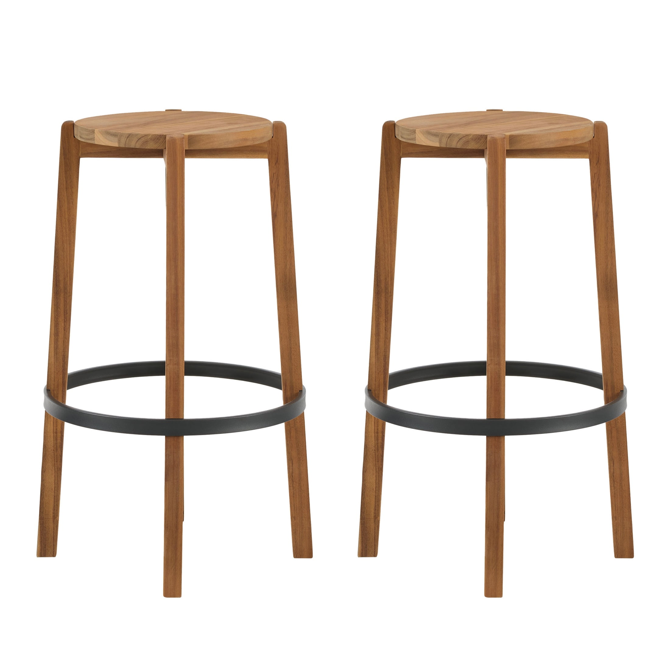 Mainstays 2-Pack Modern Wood Backless Indoor Barstool with Black Foot Ring, 29"H
