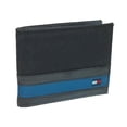 thumbnail image 3 of Men's Tommy Hilfiger Leather Ranger Passcase Black Blue Two Tone Bifold Wallet, 3 of 5