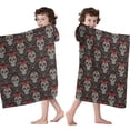 thumbnail image 4 of Black Skull Red Bow Pattern Hooded Bath Towel，60"x35" for Ages 3 To 12 Kids, Quick Dry Lightweight Soft Microfiber Hood Beach Towel Cover Up for Kids, 4 of 7
