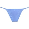 thumbnail image 2 of Botmois Men Briefs Shiny Enhance Bikini Bulge Pouch Ruched Skimpy Underwear Light Blue L, 2 of 3
