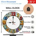 thumbnail image 3 of Stained Glass Wall Clock Decorative Timepiece Round 10-Inch Silent Wooden Wall Clock, Battery Operated (AA Batteries Not Included), Artistic Home Decor, 3 of 7
