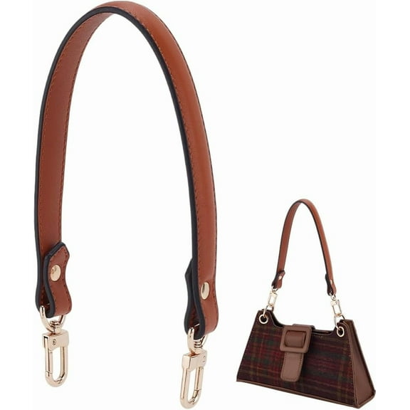 Genuine Leather Purse Strap Leather Bag Handle Replacement Short Bag Straps with Clasps for Handbag Making