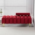 thumbnail image 6 of Wiilayok 52" Upholstered Velvet Ottoman Bench,End of Bed Bench with Gold Legs,Tufted Long Bench for Bedroom Living Room Foyer Indoor Entryway,Red, 6 of 8