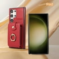 thumbnail image 5 of Compatible with Samsung Galaxy S25 Ultra Wallet Case, PU Leather Case with Card Holder, 360° Rotation Ring Kickstand, Shoulder Strap, Magnetic Snap Protective Case Designed for S25 Ultra, Red, 5 of 10
