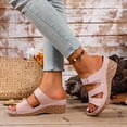 thumbnail image 6 of Wensltd Summer Wedge Sandals for Women Beach Open Toe Casual Outdoor Vacation Walking Thick Sole Sandals Pink, 6 of 9