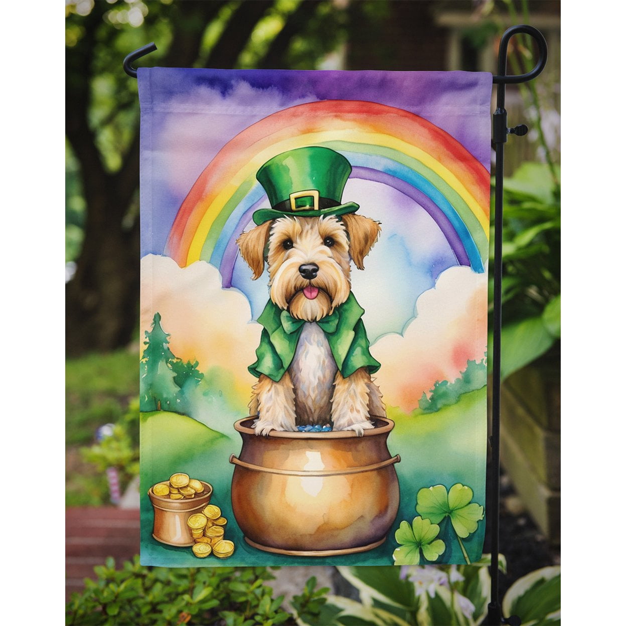 Wheaten Terrier St Patrick's Day Garden Flag 11.25 in x 15.5 in