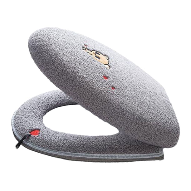 Matsuzay Tapa De Inodoro Fácil De Limpiar E Instalar Cubierta De Inodoro Cálida De Invierno Cálida Y Elegante De Felpa Juegos de accesorios de baño gris