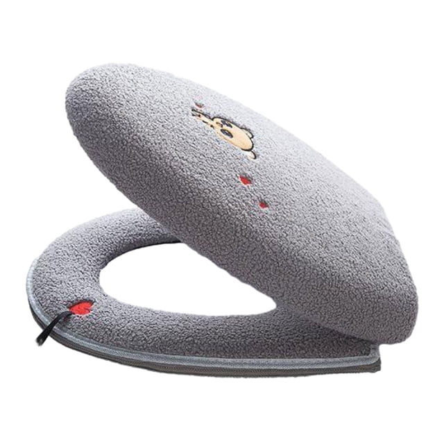 Bewildely Funda para asiento de inodoro fácil de limpiar, cálida y elegante, cómoda y cálida para invierno Juegos de accesorios de baño gris