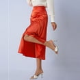 thumbnail image 5 of Levmjia Women Fish Tail Midi Skirt Satin High Waist Pencil Solid Color Asymmetrical Slit Elegant Office Work Party Dress Formal Evening Wear, 5 of 8