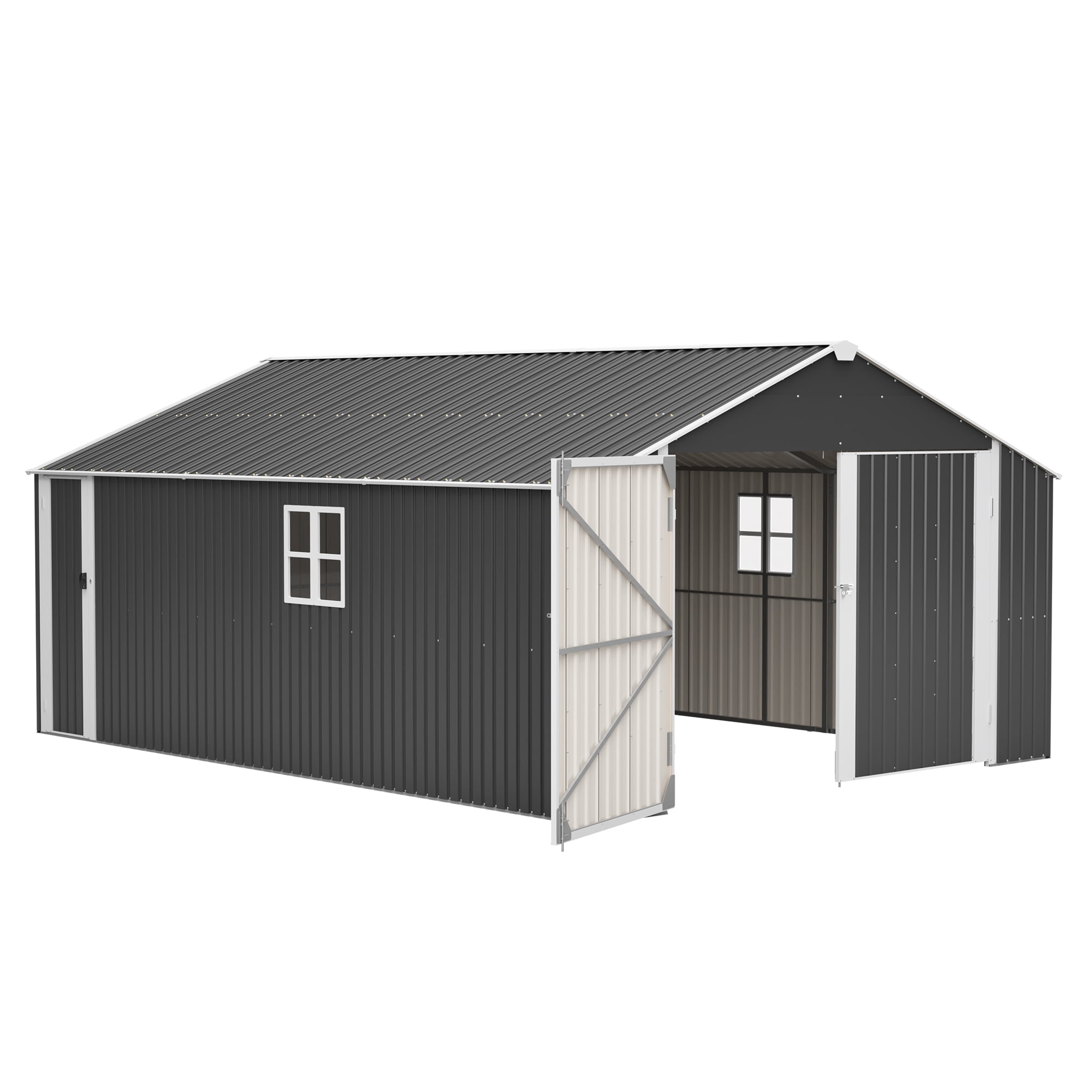 MAYEERTY 6x4FT Compact Outdoor Metal Storage Shed, Galvanized Steel Tool Shed with Lockable Door & Ventilation, All-Weather Organizer for Backyard, Garden & Patio