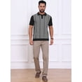 thumbnail image 2 of DARING DIVA Men's Houndstooth Summer Short Sleeve Casual Knit Polo Shirt XL Black White, 2 of 7