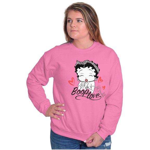 Betty Boop Love Hearts Cute Women Crewneck Sweatshirt Brisco Brands L