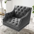 thumbnail image 5 of Modway Proverbial Tufted Button Accent Performance Velvet Armchair in Gray, 5 of 6