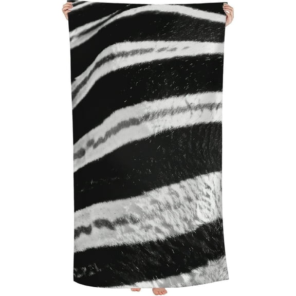 PHYHOO Black White Stripes Zebra Print Microfiber Sand Free Beach Towel Oversized Quick Dry Absorbent for Pool Swimming Bathroom Beach Towel 30x60in