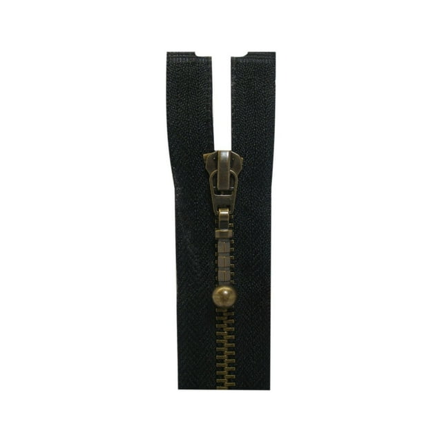 COSTUMAKERS One-Way Separating Zipper #5 Antique Brass Metal Teeth 65 cm (25.6 in) Black, tab pull