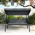 thumbnail image 4 of Costway 3-Seat Patio Swing with Canopy with Removable Cushions & Side Pockets Stand Gray, 4 of 11