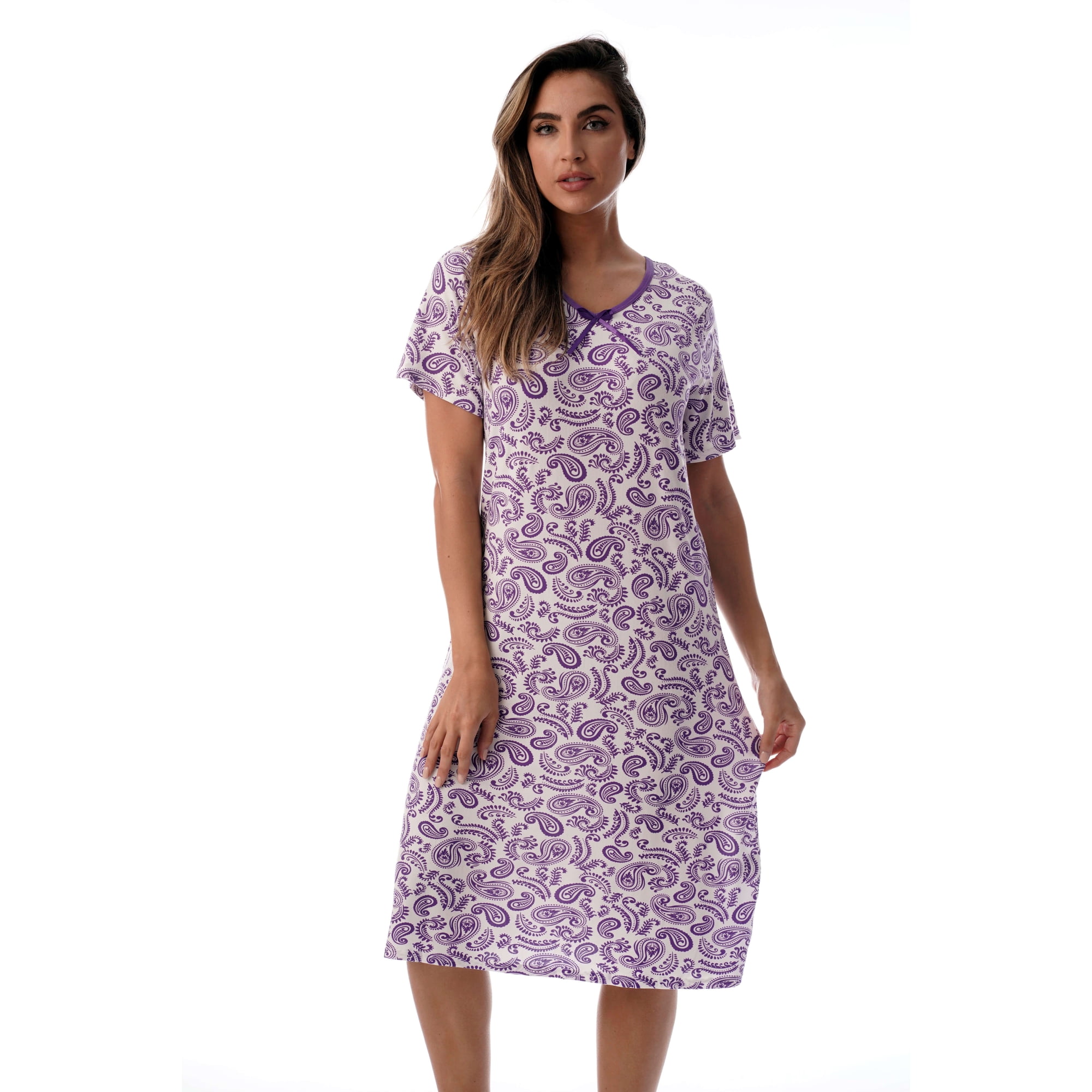 Just Love Women s Nightgown Sleep Dress - Soft and Comfortable Short Sleeve Sleepwear (Purple - Paisley Medium)