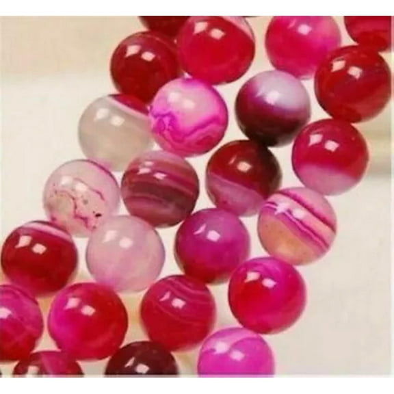 EOEMY New!6/8/10mm Pink Agate Onyx Gemstones Loose Beads 15" Aaa-8mm