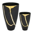thumbnail image 2 of Modern Decorative Metal and Brass Vases - Accent Home, Office, Bedroom, or Living Room Display - Stylish Contemporary Finish - Set of 2 - 14", 9" Brown & Black, 2 of 14