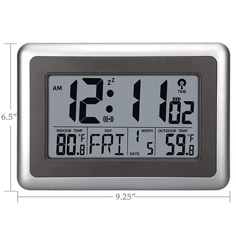 UMEXUS Digital Atomic Wall Clock, Indoor-Outdoor Temp, Time & Date