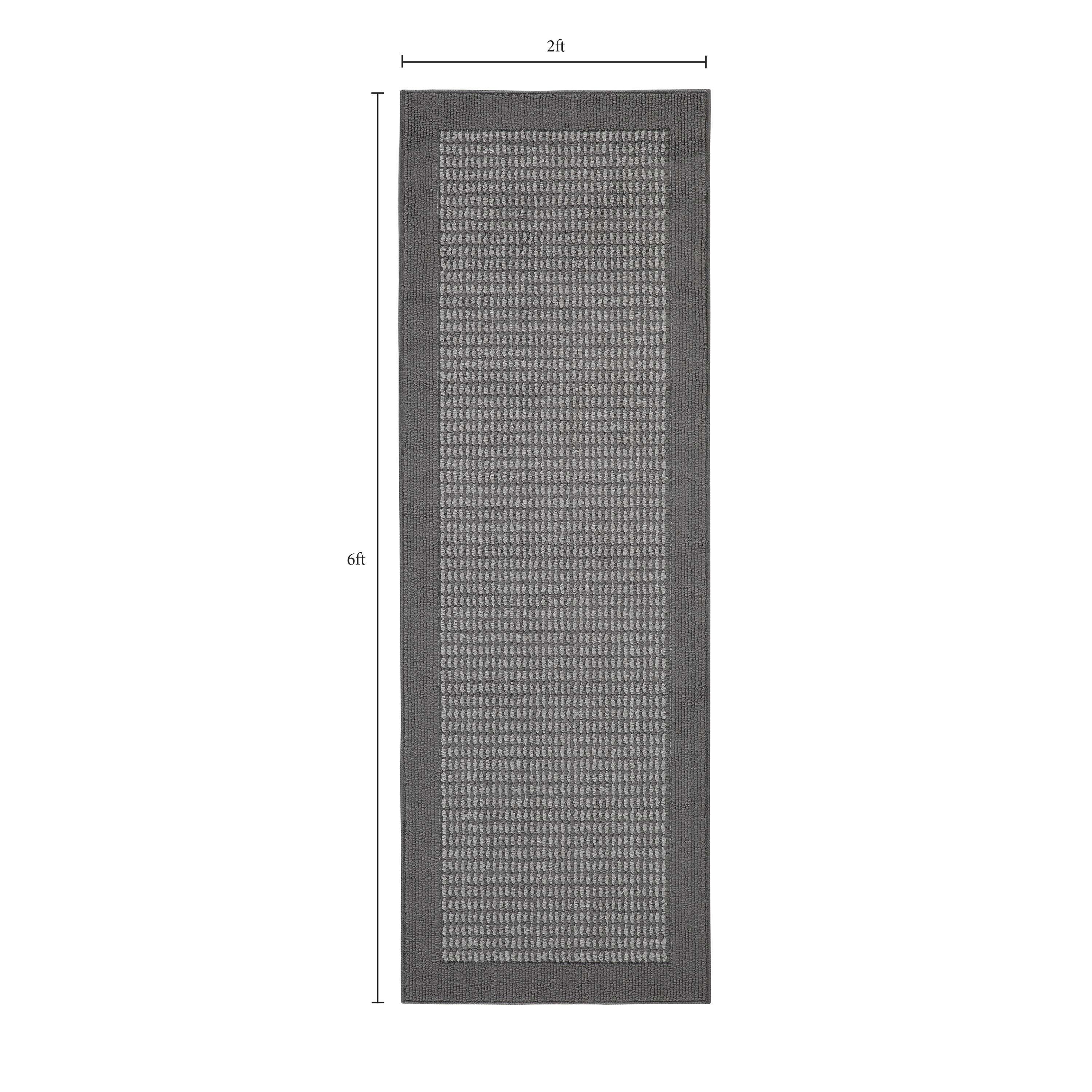 Mainstays Faux Sisal Olefin Gray Border Indoor Runner Rug, 2 ft x 6 ft