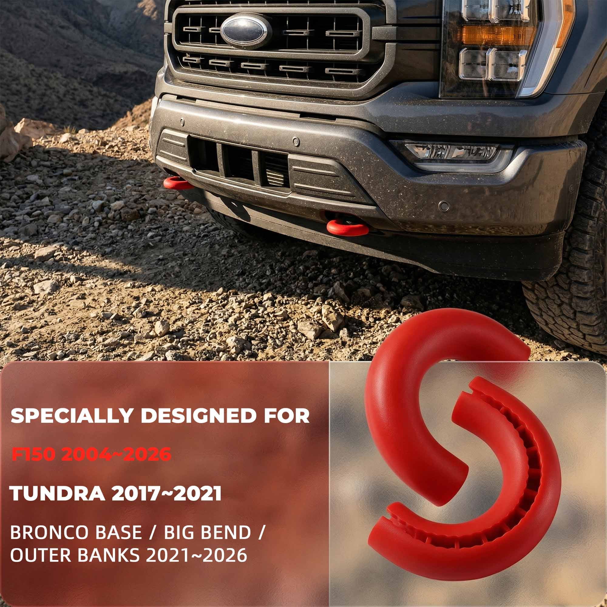 2 Pcs Tow Hook Cover for Ford F150 Accessories 2004-2024, Protective Silicone Front Tow Hooks Covers, Red