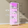 thumbnail image 3 of ModFurne Glass Display Shelf for Collectibles, LED Black Curio Cabinet, Lighted Tall Narrow Pegboard Steel Frame, Small, White, 3 of 7