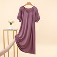 thumbnail image 2 of Asxite Womens Pajamas Solid Short Sleeve Round Neck Ruffle Hem Loose Breathable Nightgown, 2 of 6