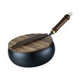 thumbnail image 3 of DOLITY Iron Wok Pan Cookware Cooking Pot Home with Wood Handle Flat Bottom Nonstick 28cm, 3 of 9