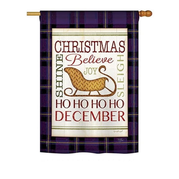 Breeze Decor BD-XM-H-114181-IP-BO-DS02-US Believe in Joy of Sleigh Winter - Seasonal Christmas Impressions Decorative Vertical House Flag - 28 x 40 in.
