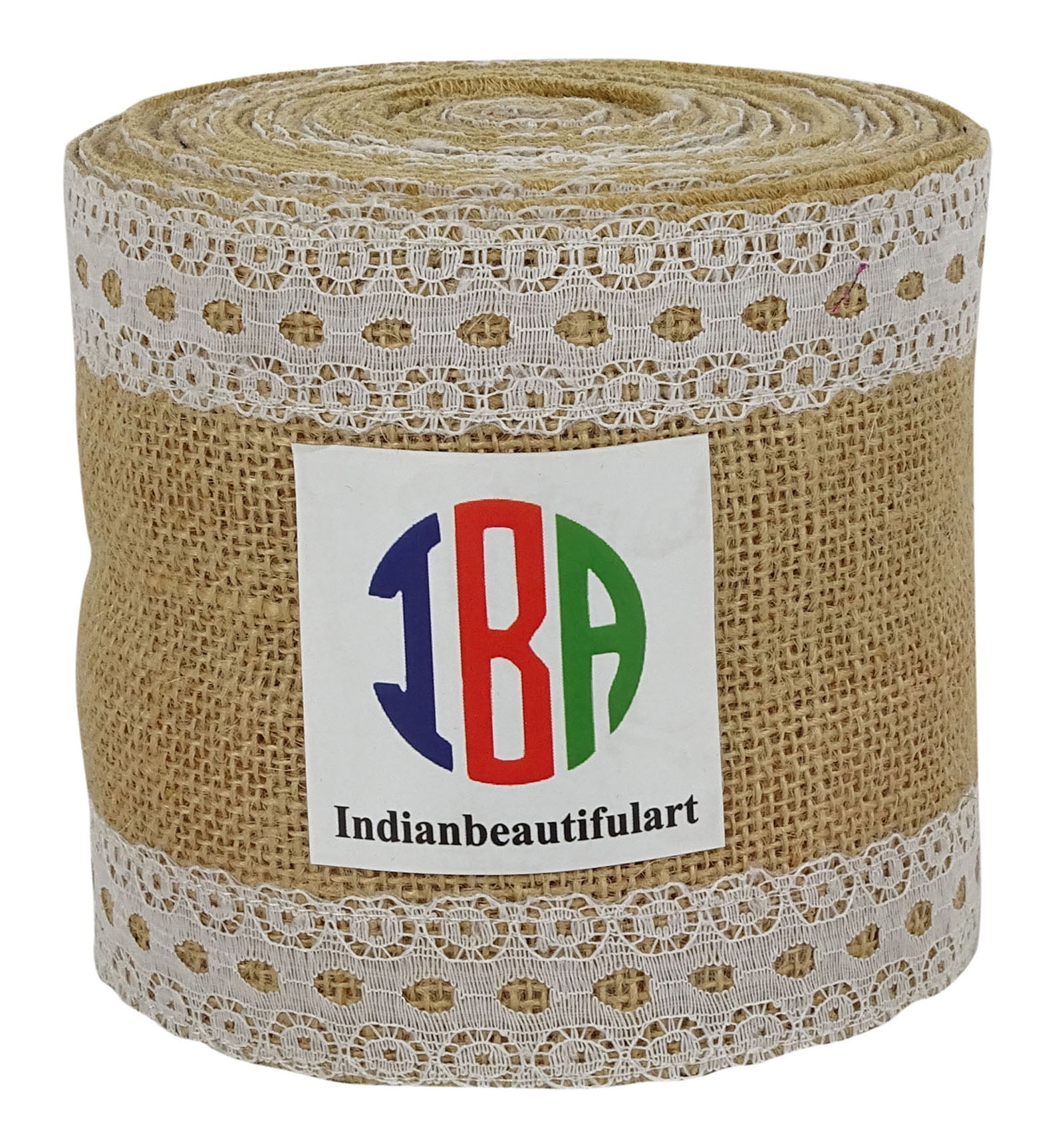 IBA Indianbeautifulart Solid Color Burlap Lace Wired Jute Trim Home Decor Gift Wrap For Crafting 10 Yards Ribbon-4 Inches