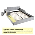 thumbnail image 3 of Bellemave Queen Size Velvet Upholstered Bed With Bedside Desk and Stool Queen Bed Frame with Headboard and Side Rails  Low Platform Bed, No box Spring Needed, Gray, 3 of 10