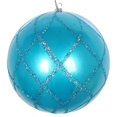 thumbnail image 1 of Vickerman MT198212D 6 in. Turquoise Candy Glitter Net Ornament - 2 per Bag, 1 of 3