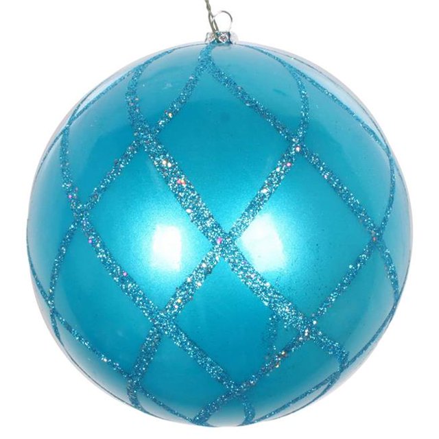 Vickerman MT198212D 6 in. Turquoise Candy Glitter Net Ornament - 2 per Bag