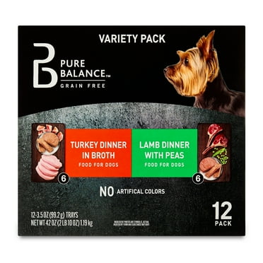 Pure Balance Grain-Free Wet Dog Food Variety Pack, 3.5 oz Trays, 12 Count