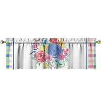 Kitchen Window Curtains with Rod Pocket over Sink Pioneer Colorful Floral Small Window Treatment Cafe Short Curtains for Bathroom Tier Drapes 54x18inch
