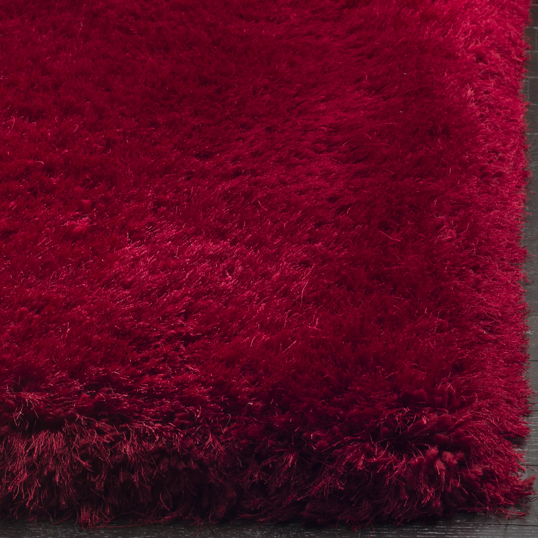 SAFAVIEH Luxe Paxton Solid Plush Polyester Shag Area Rug, Red, 5' x 8'