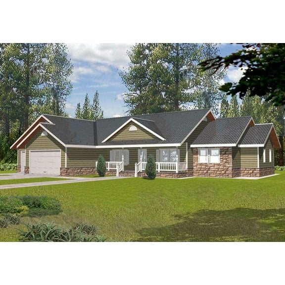 001-2010: Country Farmhouse 3 Bed, 4 Bath Luxury Home Plan, 4196 Sq Ft: Full Blueprints with License to Build by Home Plan Marketplace - Lesuto