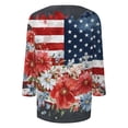 thumbnail image 6 of Wutalume Women's 3/4 Sleeve American Flag Top - Stars and Stripes Independence Day Print V-Neck T-Shirt, 4th of July Outfits for Women, 3/4 Length Sleeve Womens Tops,Multicolor XL, 6 of 7