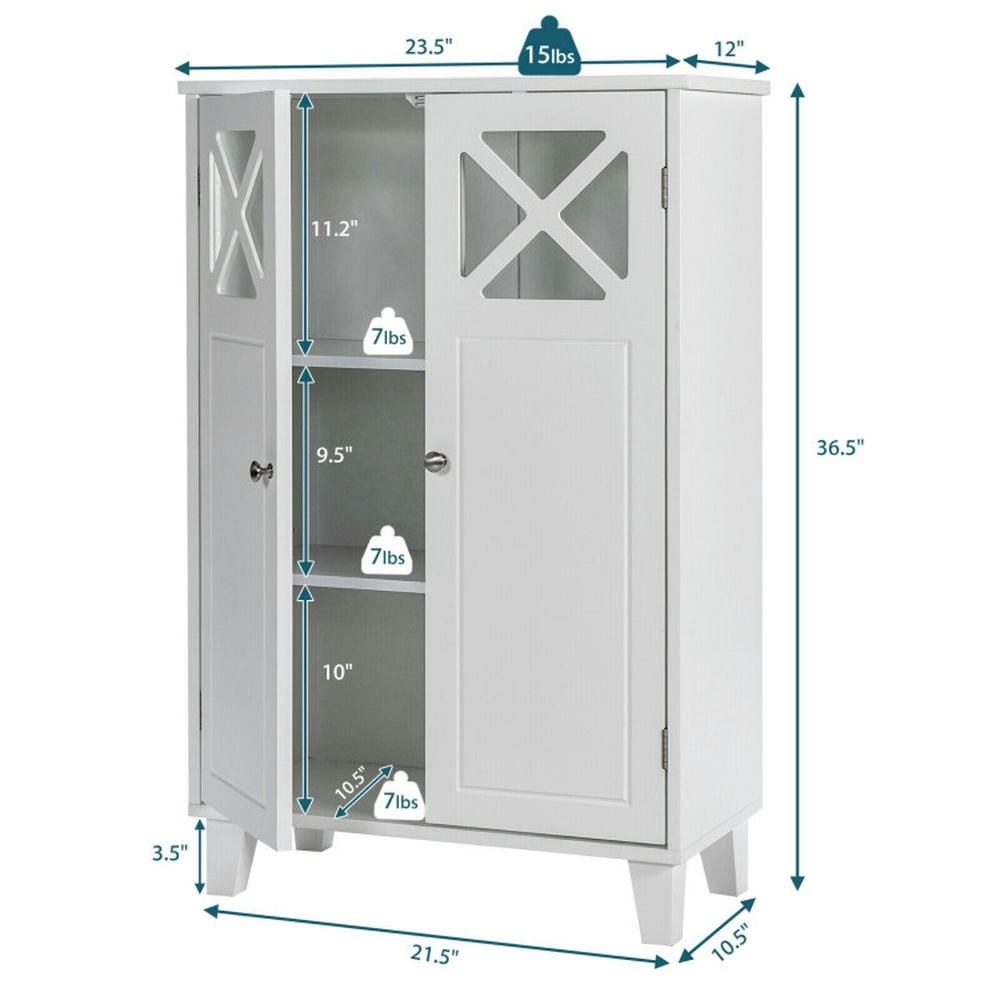 Finihen Bathroom Storage Cabinet, Bathroom Floor Cabinet, Wooden Freestanding Storage Cabinet with Visible Windows and 1 Adjustable Shelf, for Bathroom, Living Room, Bedroom, Kitchen, White Finihen Bathroom Storage Cabinet, Bathroom Floor Cabinet, Wooden Freestanding Storage Cabinet with Visible Windows and 1 Adjustable Shelf, for Bathroom, Living Room, Bedroom, Kitchen, White
